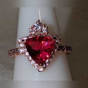 *BP #3831 "Inspired to Dream"-Ruby & CZ (lab) on Rose Gold Band Size 5 BRAND NEW